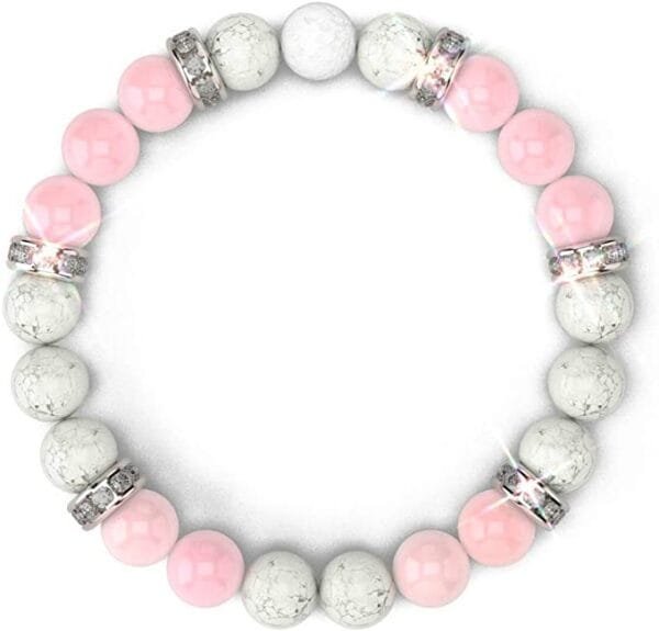 Pulsera Para Amor y Paz Cuarzo Rosa Howlita