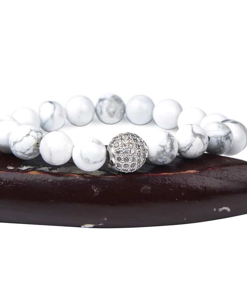 Pulsera Howlita Esfera Rodio
