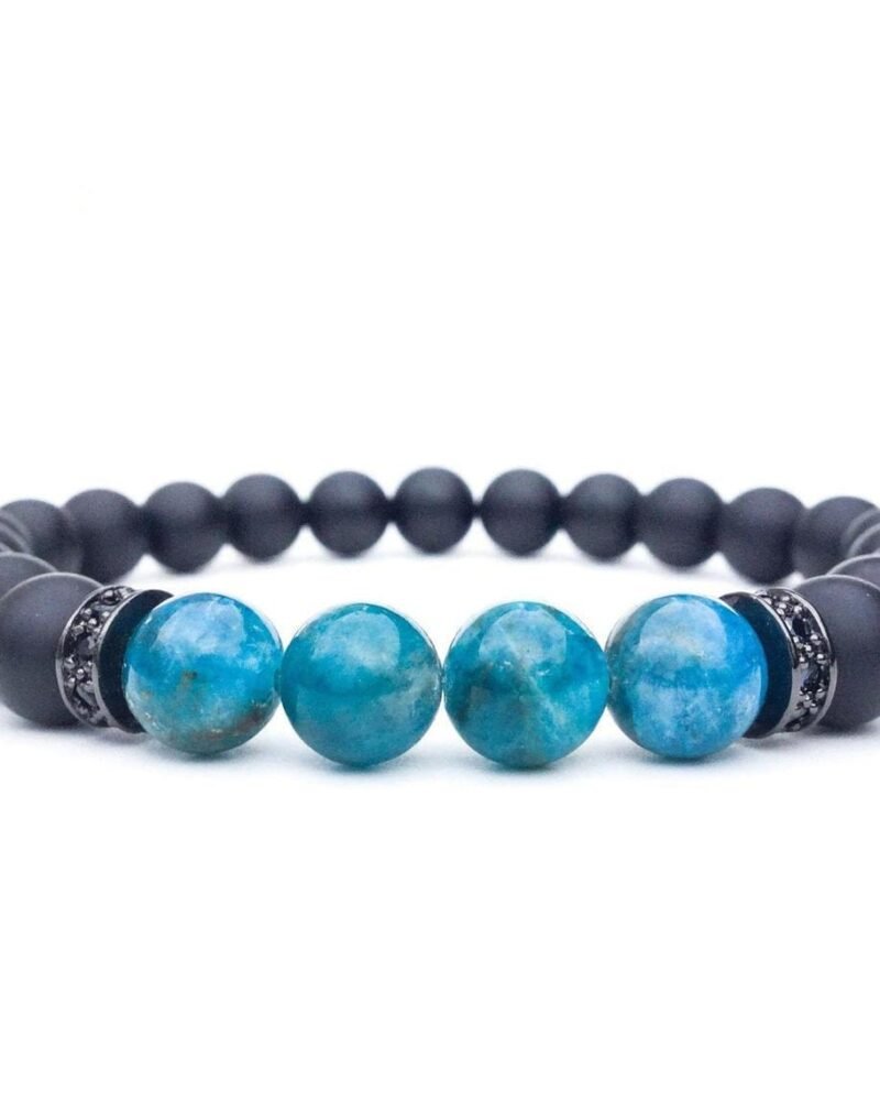 Pulsera Apatita Rodio y Piedra mate