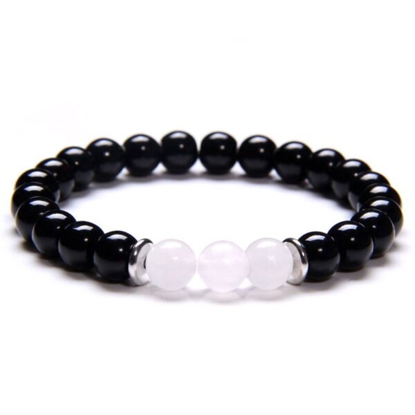 Pulsera Equilibrio Calma Cuarzo Blanco Ónix Negro Cornalina - Image 5