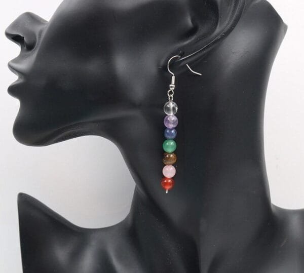 Aretes 7 Chakras 6mm Plata Ley 925 Lineal - Image 4