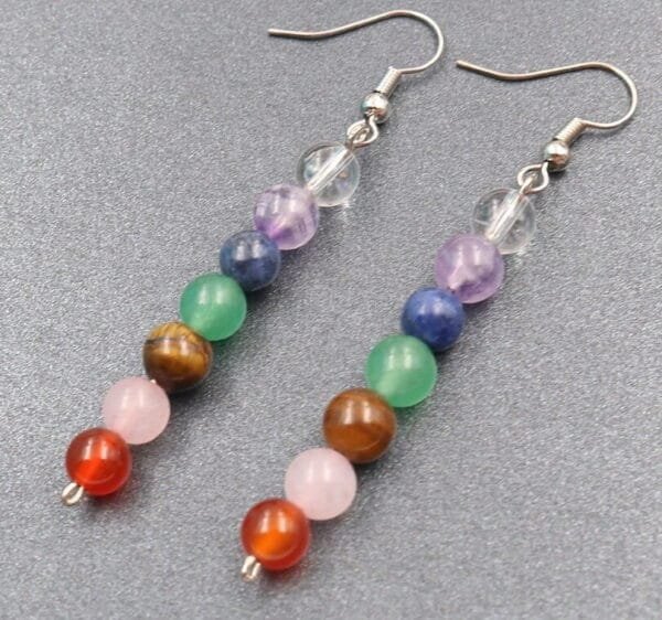 Aretes 7 Chakras 6mm Plata Ley 925 Lineal - Image 5