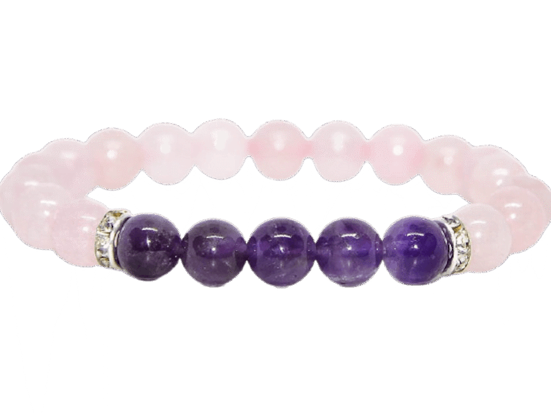 Pulsera Cuarzo Rosa Y Amatista