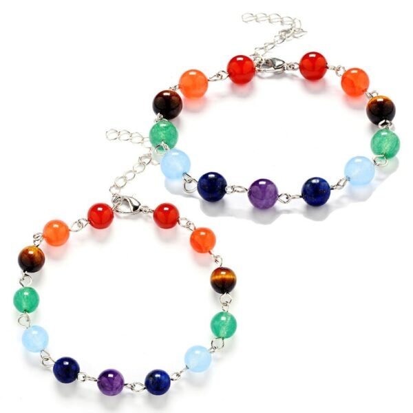 Set Pulseras 7 Chakras Plata *2 und