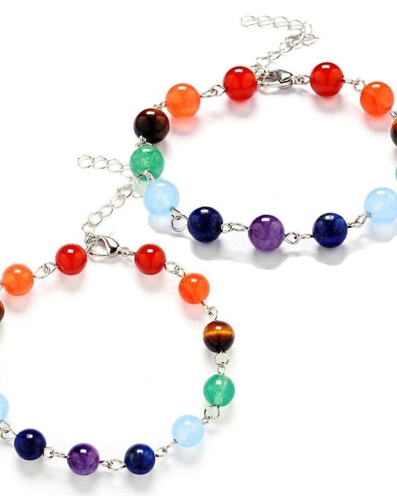 Set Pulseras 7 Chakras Plata *2 und