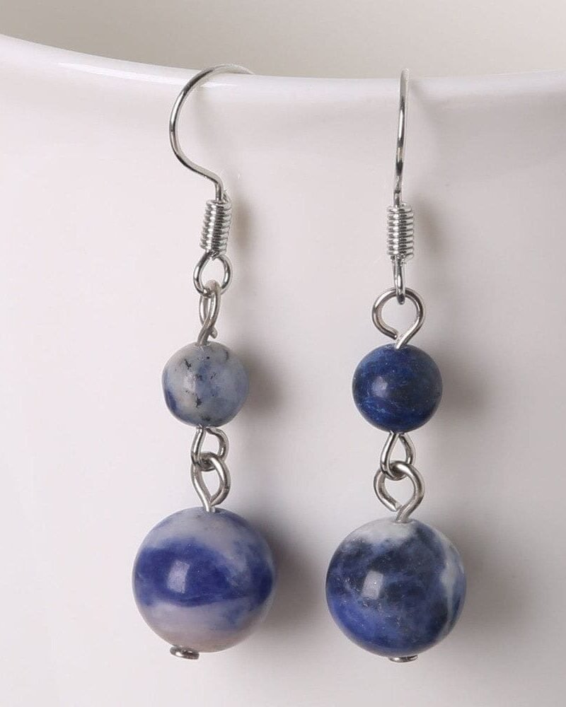 Aretes en plata con Sodalita