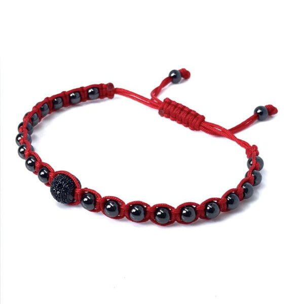 Pulsera Turmalina Negra 6mm Hilo Rojo Rodio - Image 2