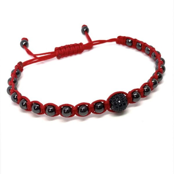 Pulsera Turmalina Negra 6mm Hilo Rojo Rodio - Image 4