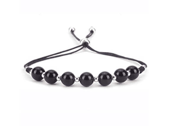 Pulsera Turmalina Negra con separadores en plata