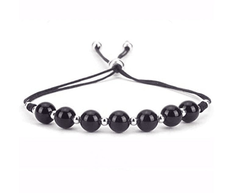 Pulsera Turmalina Negra con separadores en plata