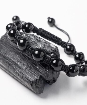 Pulsera Turmalina Negra Macrame 8mm