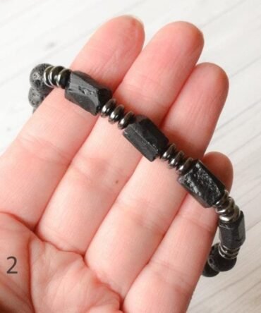Pulsera Turmalina Negra Lava y Hematite
