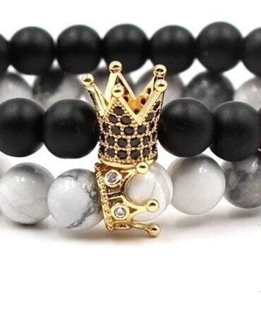 Pulseras Para Parejas Howlita Onix Mate Corona