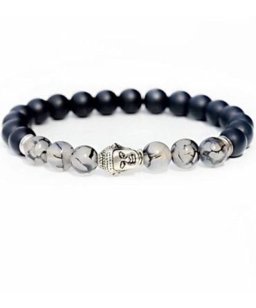 Pulsera Ónix Mate con Ágata y Buda