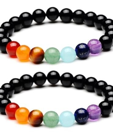 Set Pulseras Pareja Turmalina Negra 7 Chakras