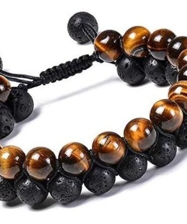 Pulsera Ojo De Tigre Volcanica Macrame Doble