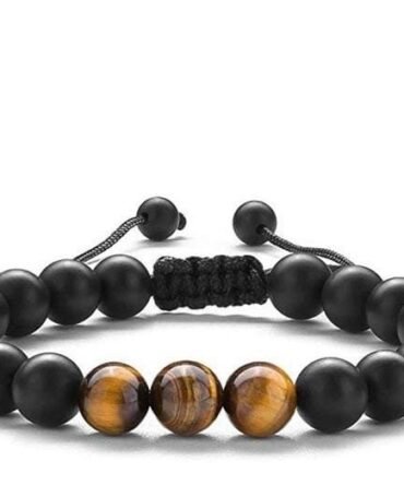 Pulsera Onix Mate Con Ojo De Tigre