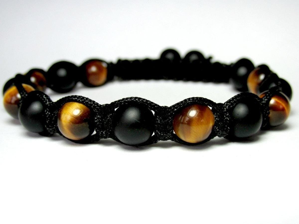 Pulsera Ojo De Tigre Onix Mate Macramé - Image 2