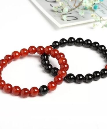 Pulseras Pareja Turmalina Negra y Cornalina