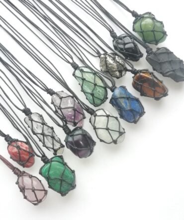 Collar Obsidiana Negra Macramé