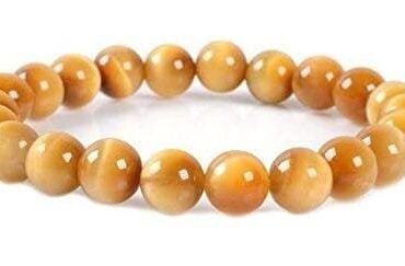 Pulsera Piedra Natural Ojo De Tigre Amarillo Dorado