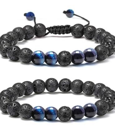 Pulseras Para Pareja Piedra ojo de tigre y volcanica