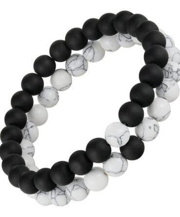 Pulseras Para Pareja Howlita Y Onix Mate