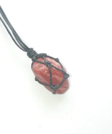 Collar Cuarzo Rojo O Jaspe Rojo Macramé