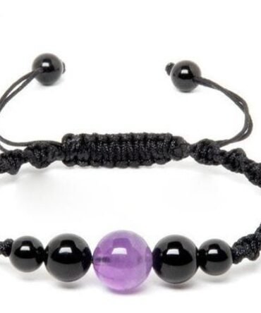 Pulsera Turmalina Negra Y Amatista
