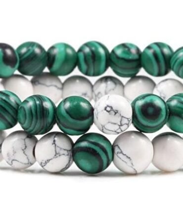 Pulseras Para Pareja Howlita Malaquita 6mm