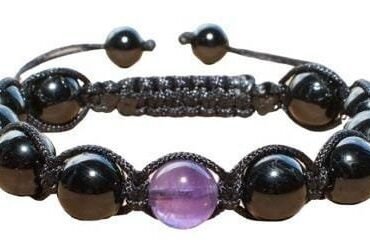 Pulsera Turmalina Negra Amatista 10mm