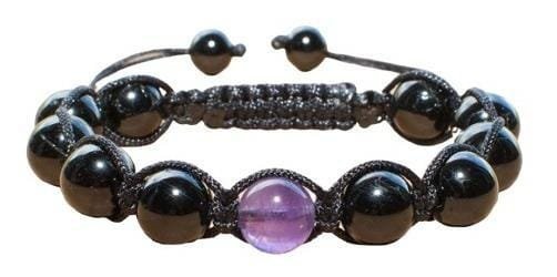 Pulsera Turmalina Negra Amatista 10mm