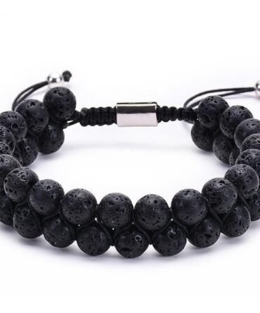 Pulsera Lava Volcanica Macrame Doble