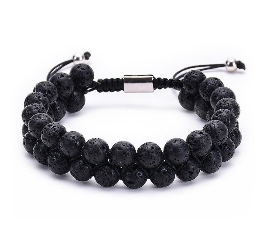 Pulsera Lava Volcanica Macrame Doble