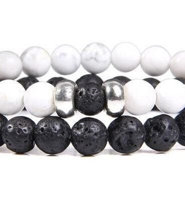 Pulseras Para Pareja Howlita Volcanica 6mm