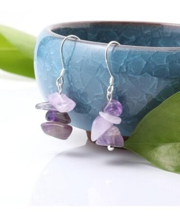 Aretes En Plata Con Amatista Chips