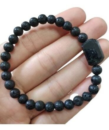 Pulsera Turmalina Negra Y Lava