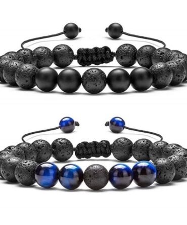 Pulseras Para Pareja ojo de tigre azul con Volcanica