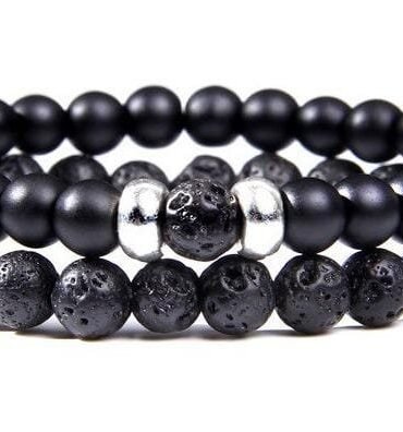 Pulseras Para Pareja Onix Mate y Volcanica 6mm