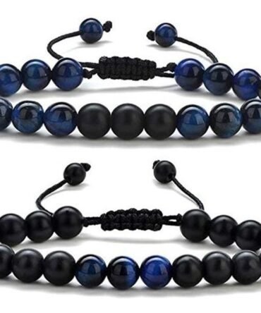 Pulseras Para Pareja Ojo De Tigre y Onix Mate