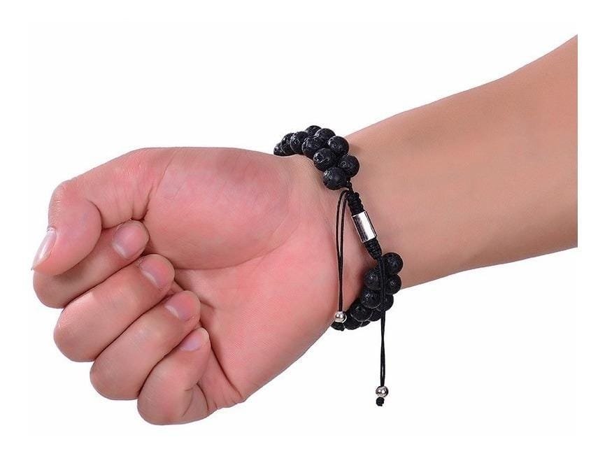 Pulsera Lava Volcanica Macrame Doble - Image 2