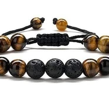 Pulsera Ojo De Tigre Y Lava Volcanica