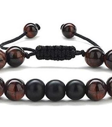 Pulsera Ojo De Tigre Rojo y Onix mate