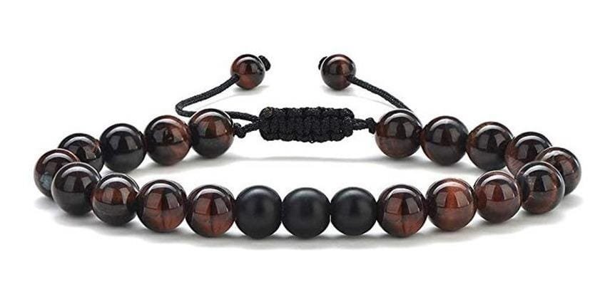 Pulsera Ojo De Tigre Rojo y Onix mate