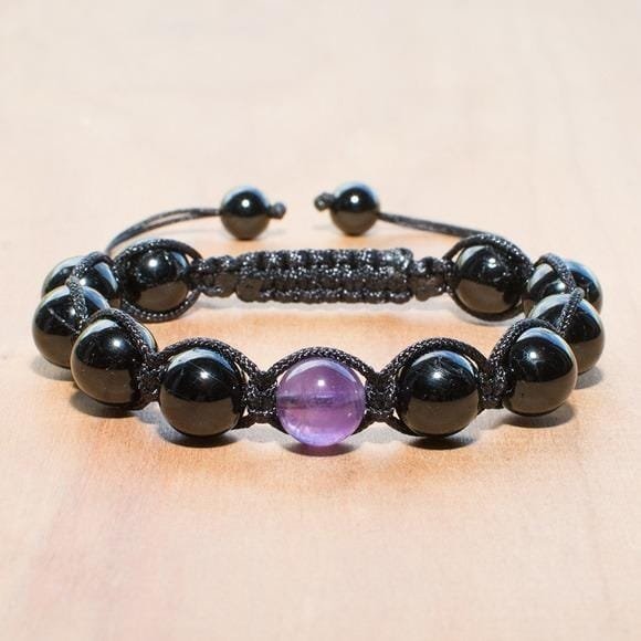 Pulsera Turmalina Negra Amatista 10mm - Image 2