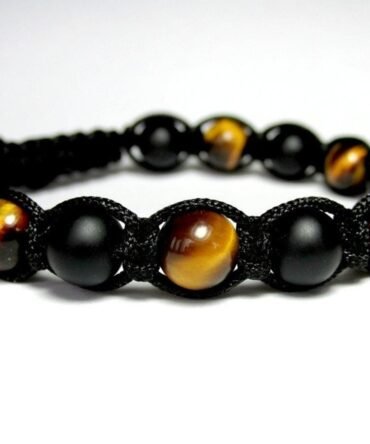 Pulsera Ojo De Tigre Onix Mate Macramé