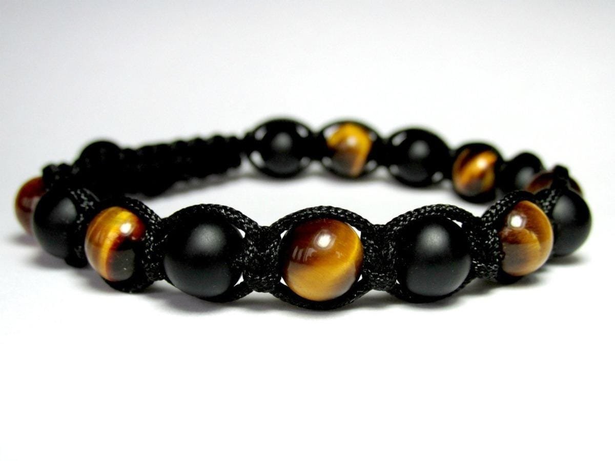 Pulsera Ojo De Tigre Onix Mate Macramé