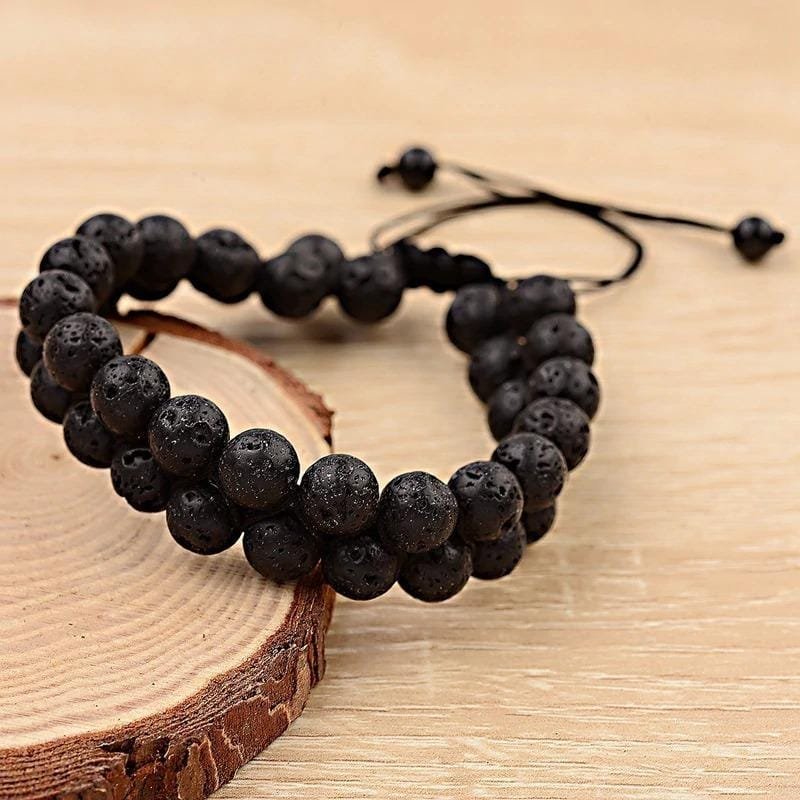 Pulsera Lava Volcanica Macrame Doble - Image 3