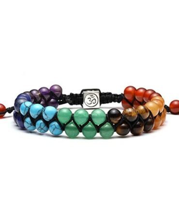 Pulsera Doble 7 Chakras 6mm Separador Om