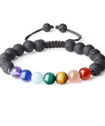 Pulsera 7 Chakras 8mm Volcánica